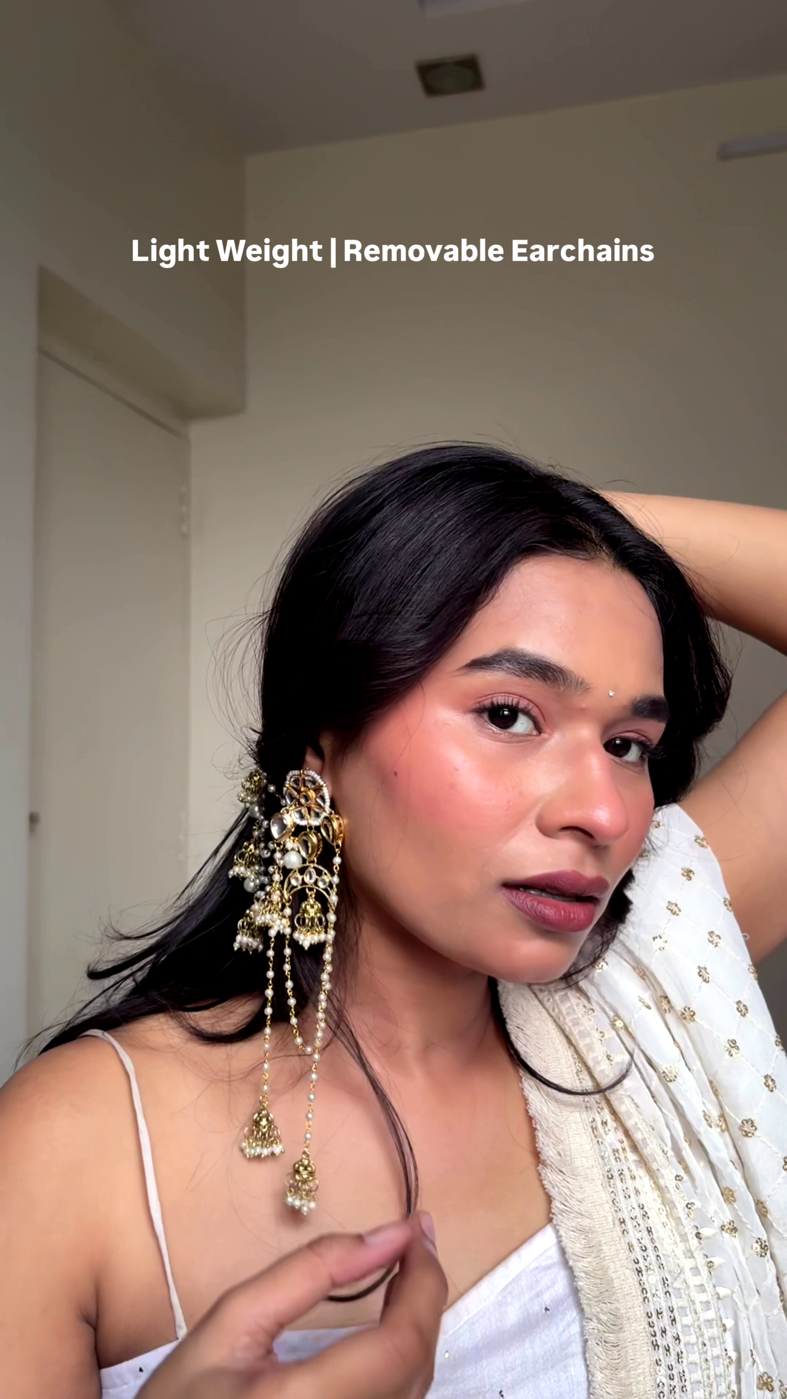 Regal Pearl Ear Chain Earrings