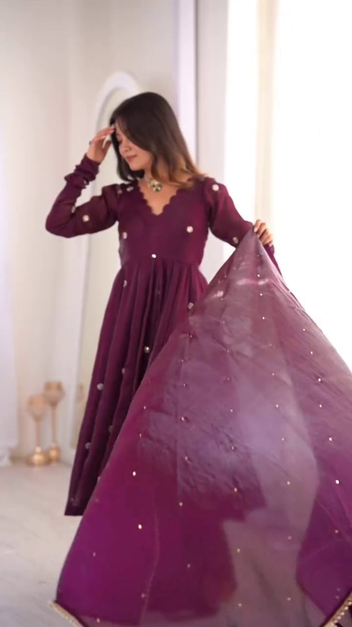 Wine Dream Twirl Anarkali Set