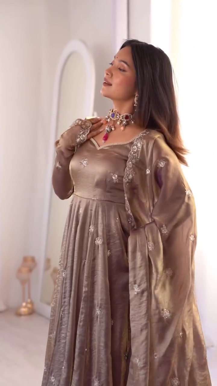 Golden Glow Anarkali Set