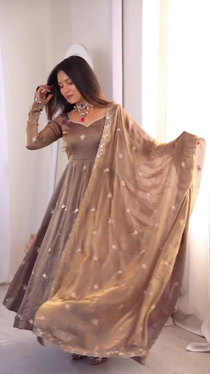 Golden Glow Anarkali Set