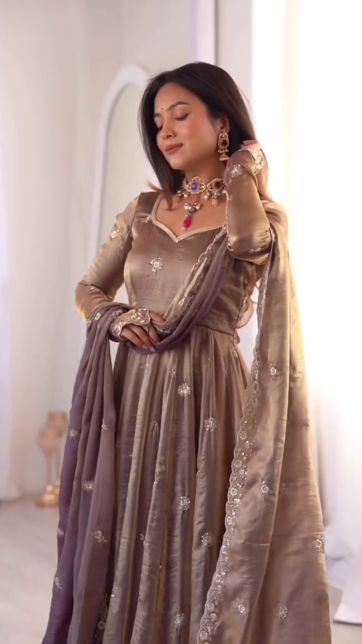 Golden Glow Anarkali Set