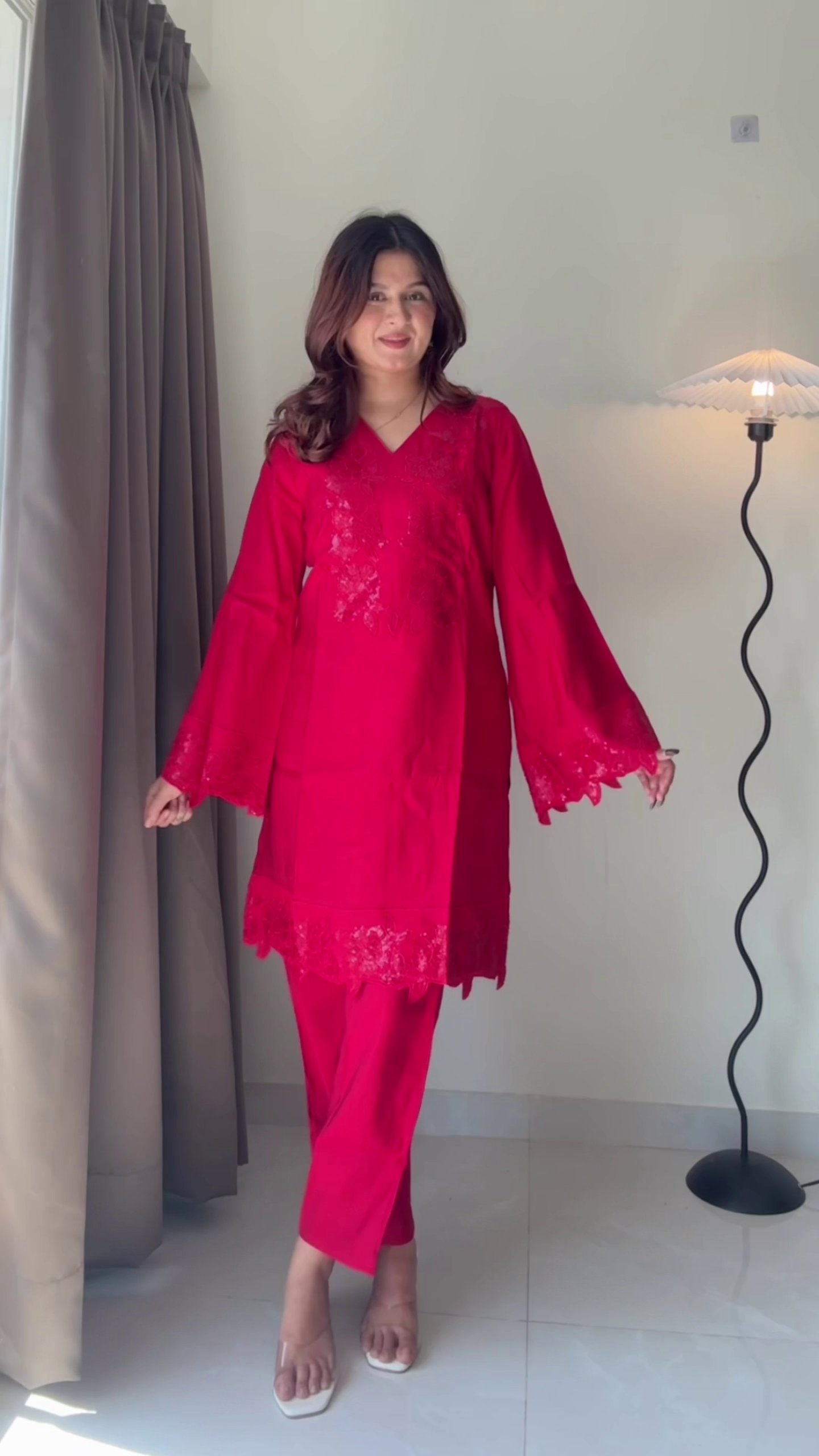 Scarlet Chic Embroidered Suit Set