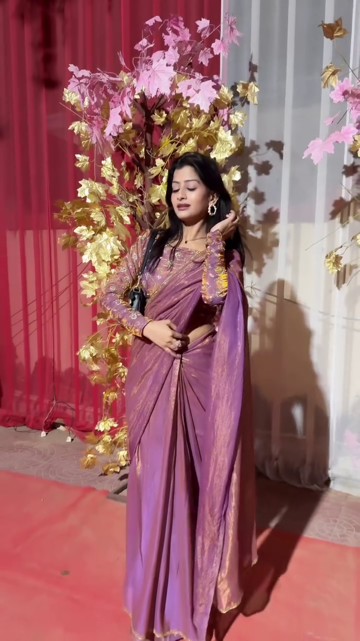 Royal Plum Shimmer Saree