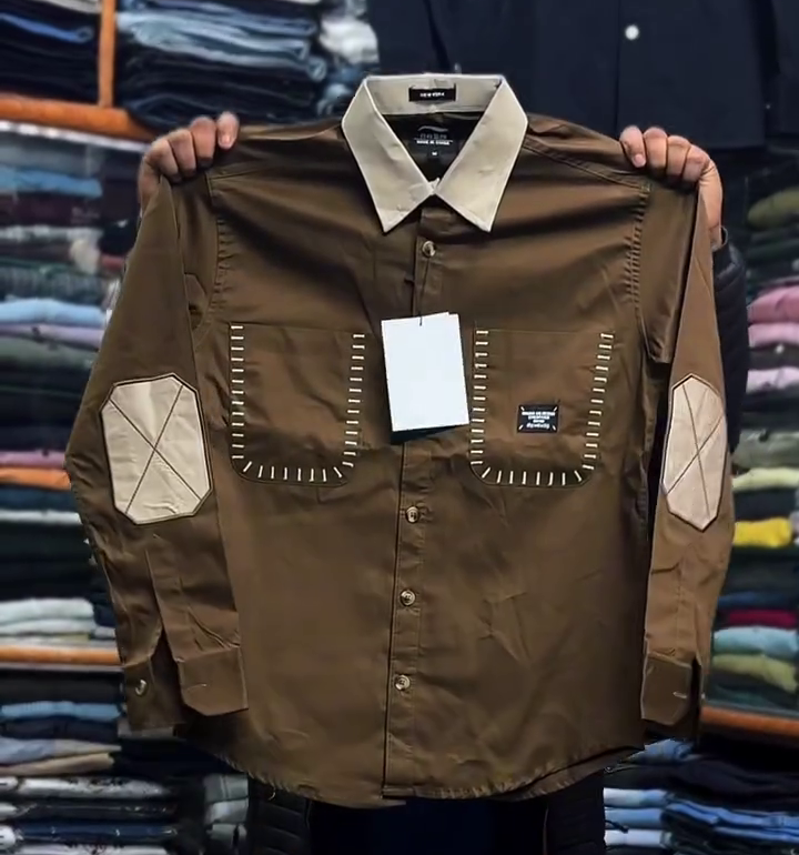 Classic White Contrast Shirt with Patch Detailing – Smart Statement Wear