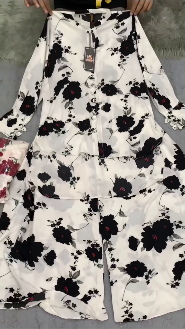 Elegant Floral Co-Ord Set – Monochrome Chic with Modern Grace