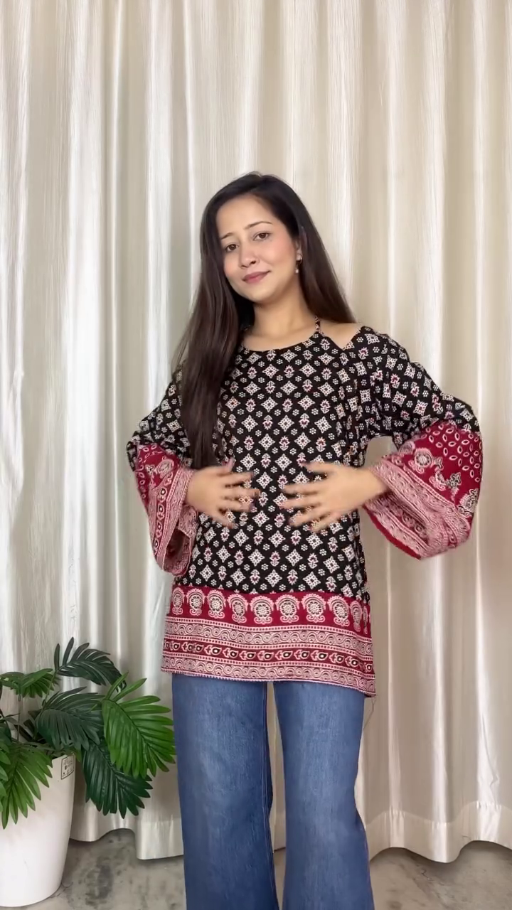 Teal Floral Print Chic Top for Women