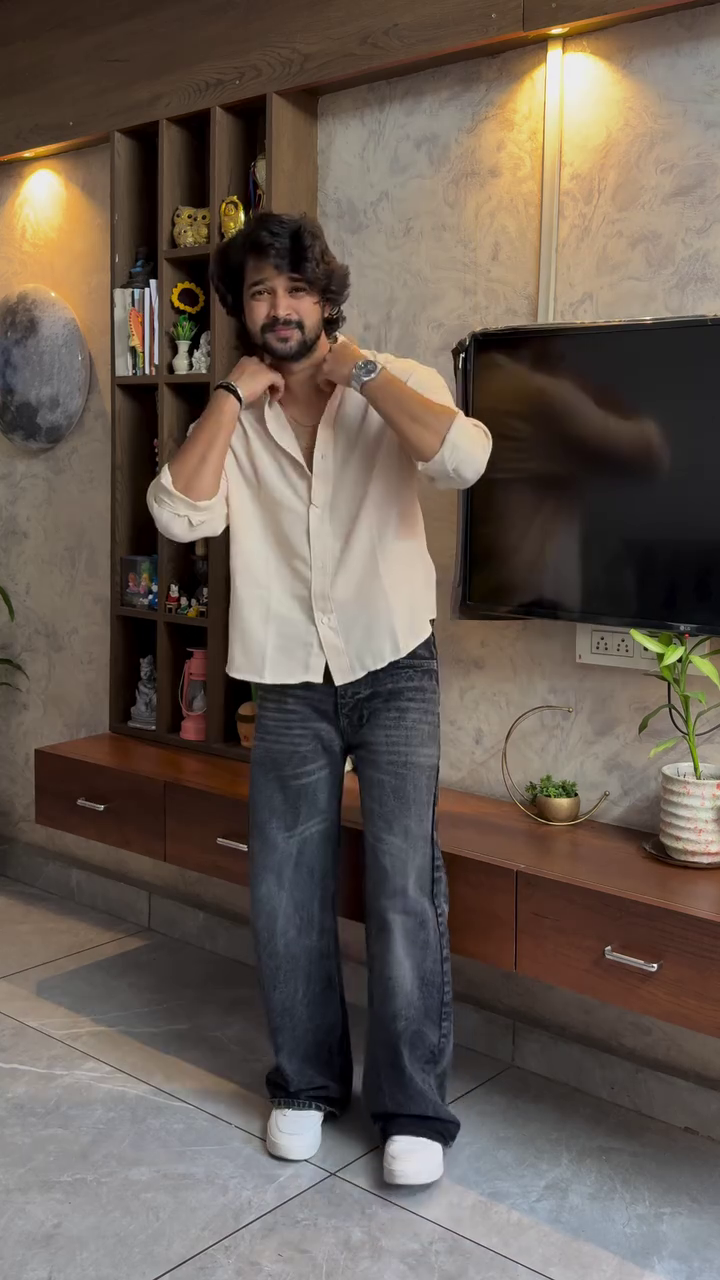 Striped Casual Shirt with Relaxed Denim Look