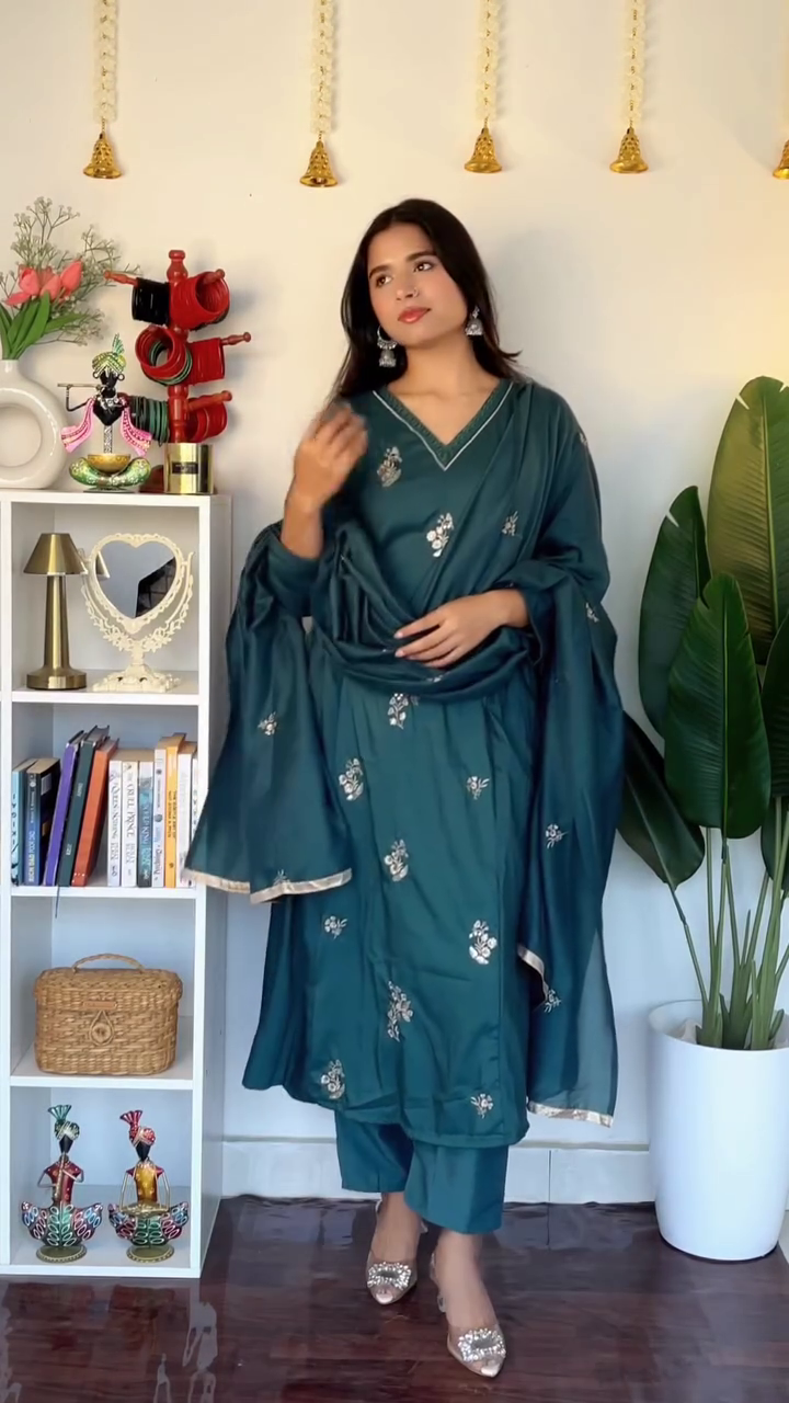 Classic Brown Kurta Palazzo Set with Dupatta