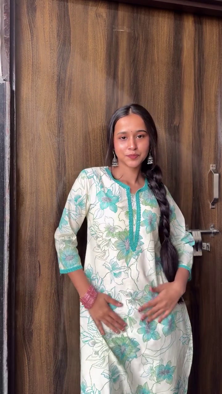 Mint Floral Everyday Kurta