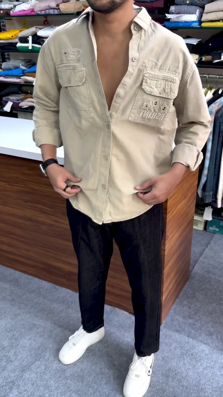 Rugged Brown Utility Shirt (Men)