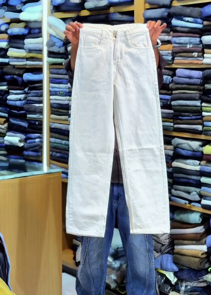 Classic Straight Fit White Jeans