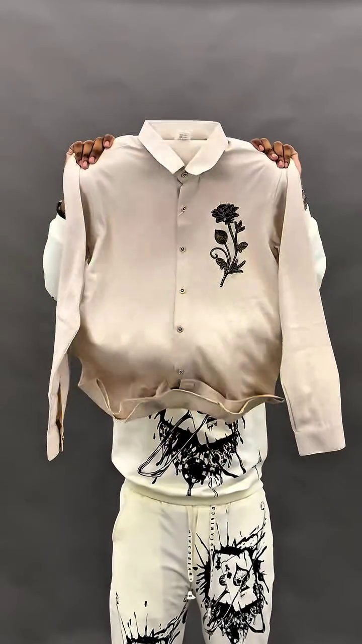 Elegant Embroidered Beige Shirt