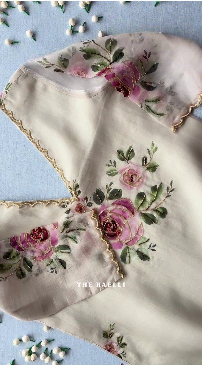 Organza Floral Embroidered Suit Set