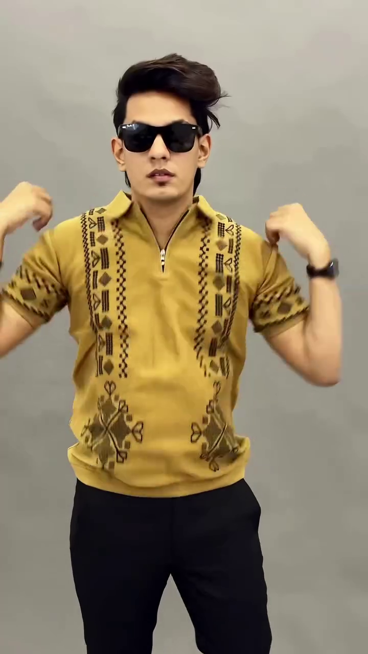 Black Embroidered Polo T-Shirt for Men