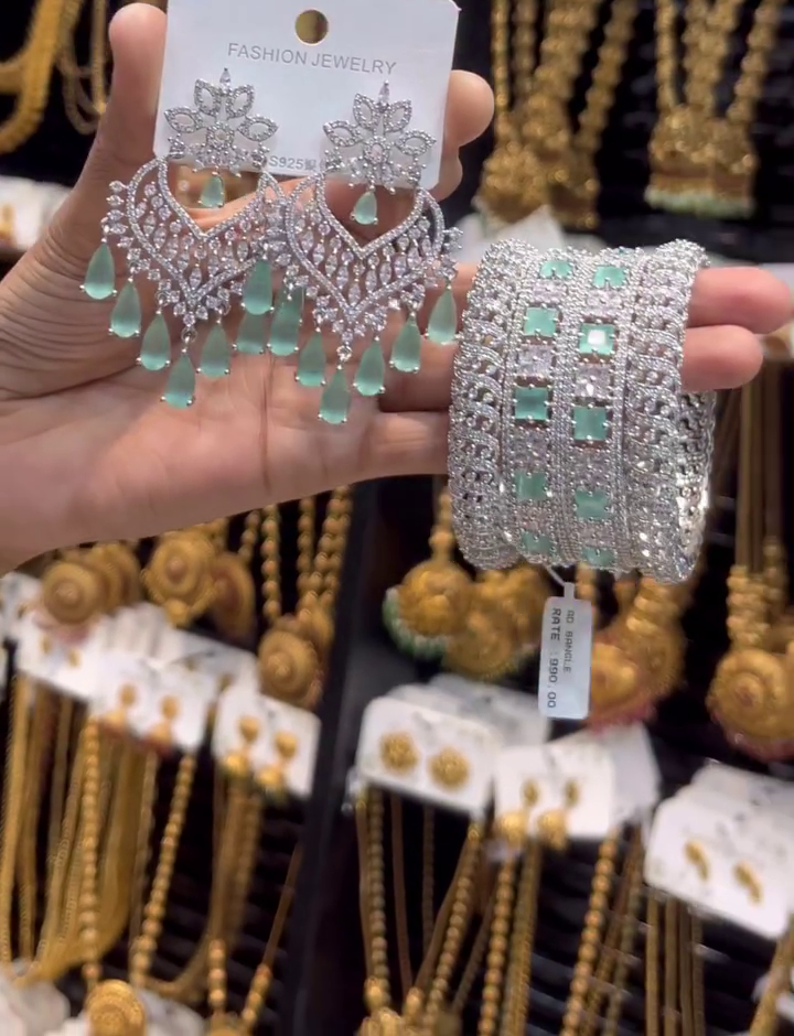 Mint Stone Statement Jewelry Set