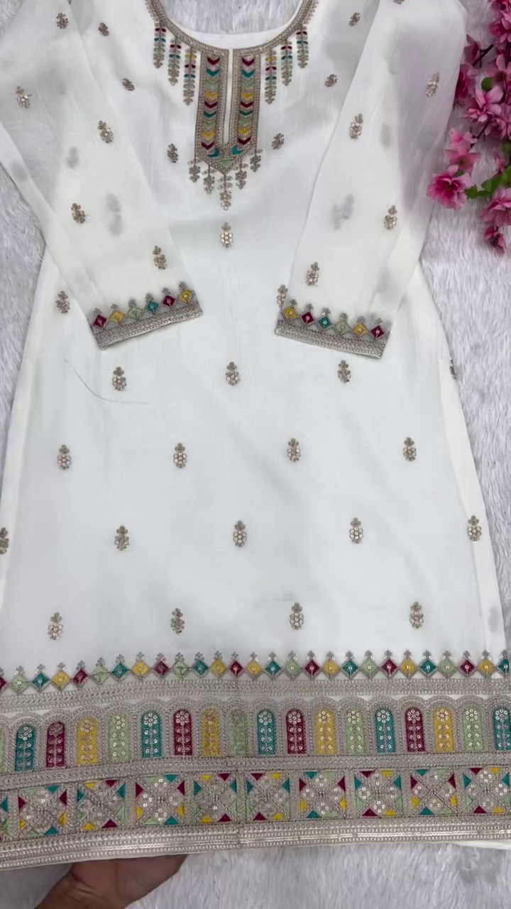 White Embroidered Ethnic Suit Set