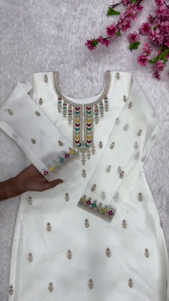 White Embroidered Ethnic Suit Set