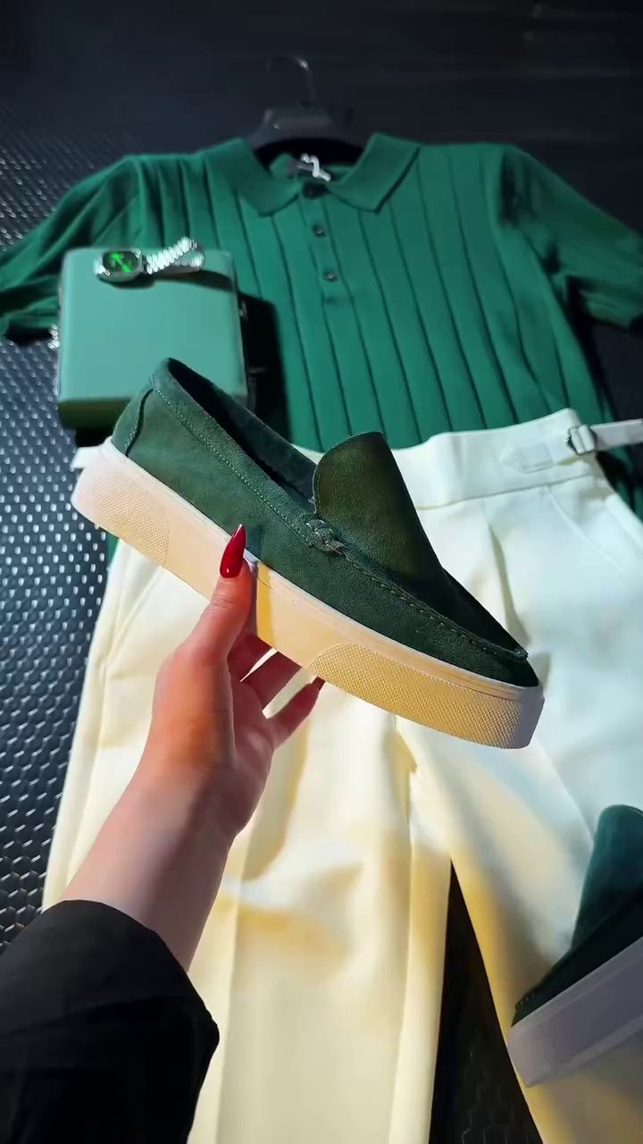 Green Polo & White Trouser Premium Set