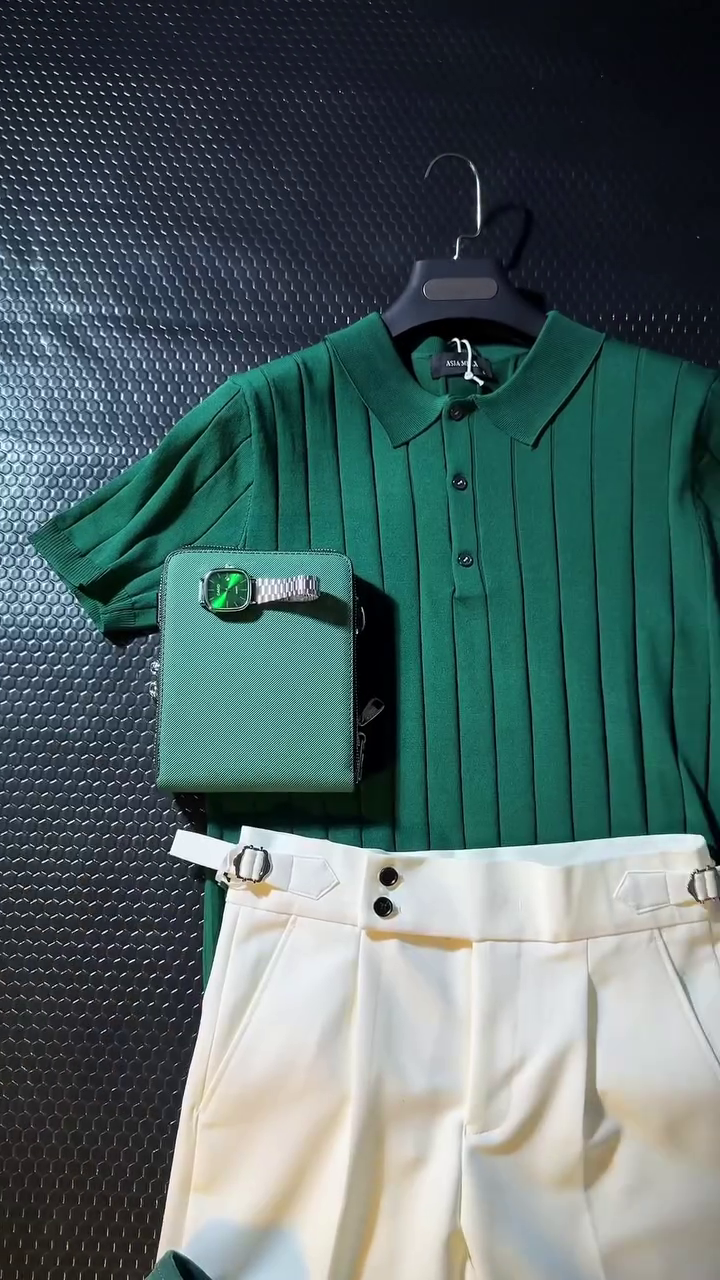 Green Polo & White Trouser Premium Set